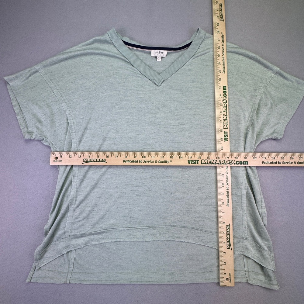 Umgee USA Women's Shirt Large Mint Green Relaxed Fit V-Neck Short Sleeve‎ - Picture 2 of 5